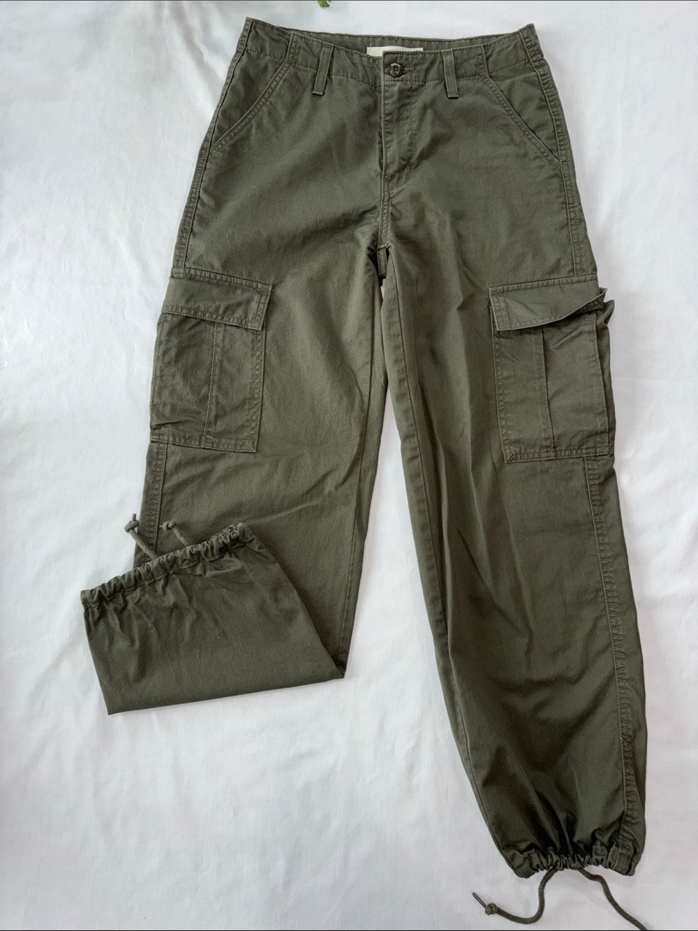 Levi's Olive Cargo Pants with Ankle Drawcords